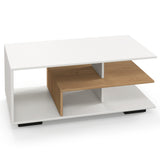 Rectangular Coffee Table with L-shaped Middle Shelf