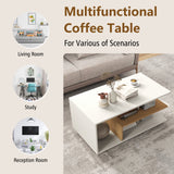 Rectangular Coffee Table with L-shaped Middle Shelf