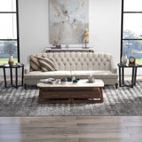 Modern Round End Table Sofa Side Table with Transparent Tempered Glass Top