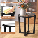 Modern Round End Table Sofa Side Table with Transparent Tempered Glass Top
