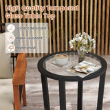 Modern Round End Table Sofa Side Table with Transparent Tempered Glass Top