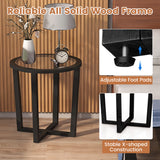 Modern Round End Table Sofa Side Table with Transparent Tempered Glass Top