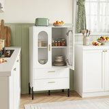 Modern Sideboard Buffet Cabinet with Fluted Doors-White