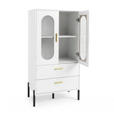 Modern Sideboard Buffet Cabinet with Fluted Doors-White