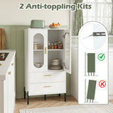 Modern Sideboard Buffet Cabinet with Fluted Doors-White