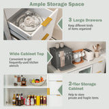 Modern Sideboard Buffet Cabinet with 2 Doors and 3 Drawers for Living Room Dining Room-White