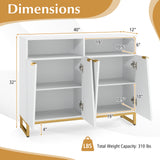 Modern Sideboard Cabinet with 4 Doors and Adjustable Shelves-White