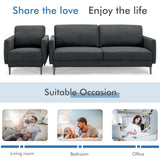 Modern Sofa Couch with Solid Metal Legs and Removable Backrest Cushion-Gray