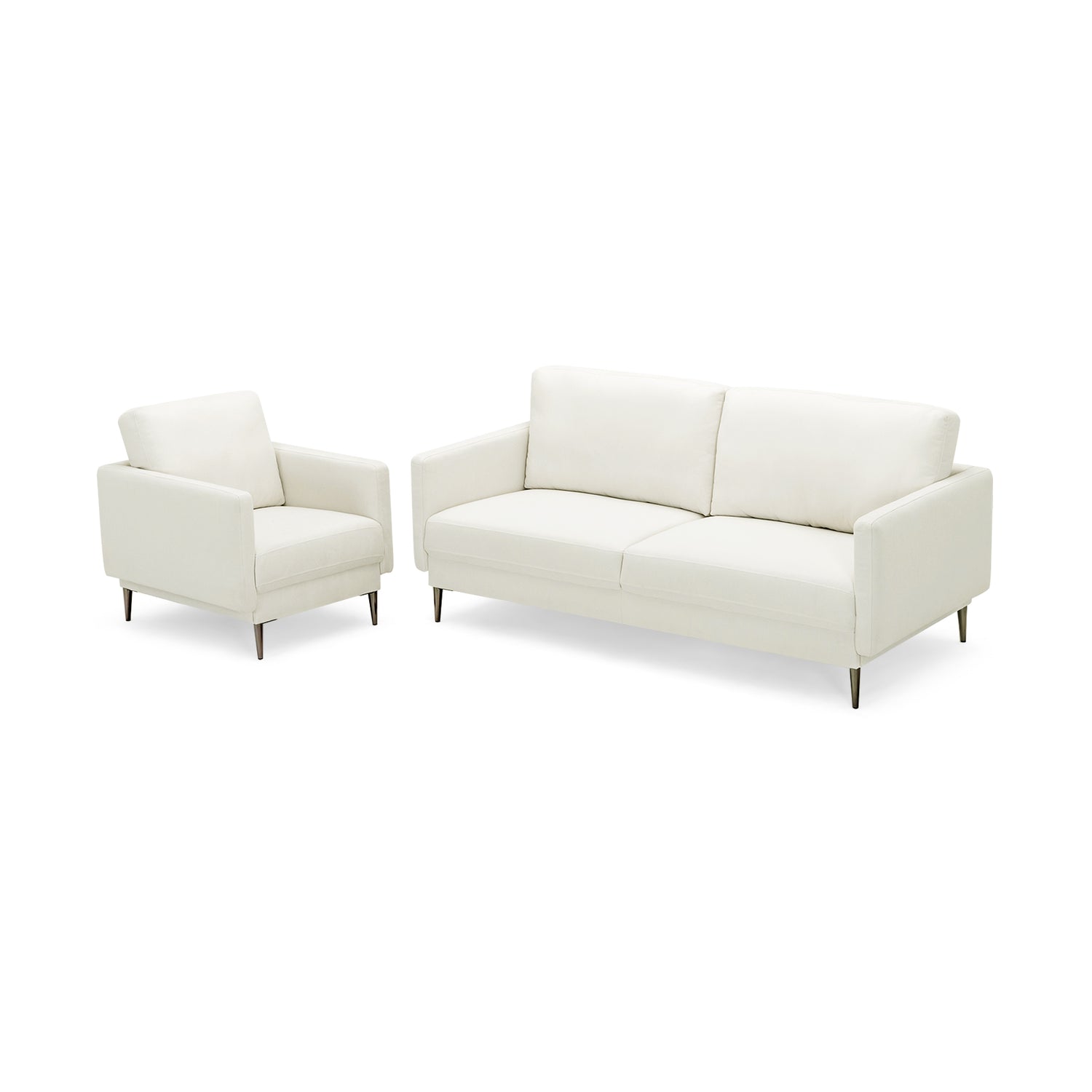 Modern Sofa Couch with Solid Metal Legs and Removable Backrest Cushion-Gray