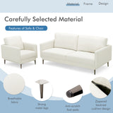Modern Sofa Couch with Solid Metal Legs and Removable Backrest Cushion-Gray