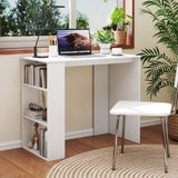 Computer Desk with Bookshelf for Small Space-White