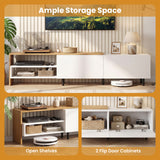Modern TV Stand for 80 Inches TVs with Storage Shelves and Cabinets-White