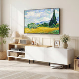Modern TV Stand for 80 Inches TVs with Storage Shelves and Cabinets-White