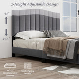 Modern Upholstered Bed Frame with Adjustable Vertical Channel Tufted Headboard-Queen Size