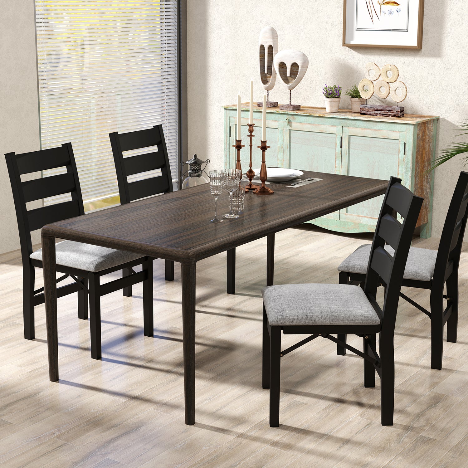 Modern Upholstered Folding Chairs Set of 2 with Comfy Backrest-Black