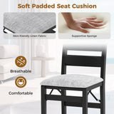 Modern Upholstered Folding Chairs Set of 2 with Comfy Backrest-Black