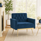 Modern Velvet Upholstered Accent Chair with Button-Tufted Back and Adjustable Feet