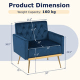 Modern Velvet Upholstered Accent Chair with Button-Tufted Back and Adjustable Feet