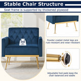Modern Velvet Upholstered Accent Chair with Button-Tufted Back and Adjustable Feet