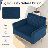 Modern Velvet Upholstered Accent Chair with Button-Tufted Back and Adjustable Feet