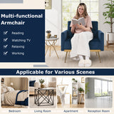 Modern Velvet Upholstered Accent Chair with Button-Tufted Back and Adjustable Feet