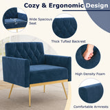 Modern Velvet Upholstered Accent Chair with Button-Tufted Back and Adjustable Feet