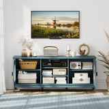 Modern Vintage TV Cabinet with Adjustable Shelves and 2 Cable Holes for TVs up to 65 Inches