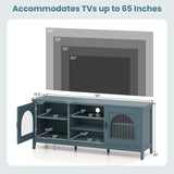 Modern Vintage TV Cabinet with Adjustable Shelves and 2 Cable Holes for TVs up to 65 Inches