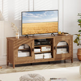 Modern Vintage TV Cabinet with Adjustable Shelves and 2 Cable Holes for TVs up to 65 Inches
