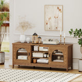 Modern Vintage TV Cabinet with Adjustable Shelves and 2 Cable Holes for TVs up to 65 Inches