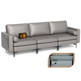 Modular 1/2/3/4-Seat L-Shaped Sectional Sofa Couch with Socket USB Port-3