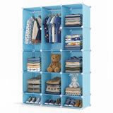 Modular Baby Wardrobe with 13 Cubes and Hanging Rod and Shelves Stackable