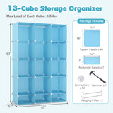 Modular Baby Wardrobe with 13 Cubes and Hanging Rod and Shelves Stackable