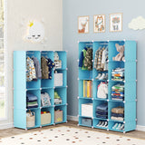 Modular Baby Wardrobe with 13 Cubes and Hanging Rod and Shelves Stackable