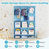 Modular Baby Wardrobe with 13 Cubes and Hanging Rod and Shelves Stackable