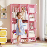 Modular Baby Wardrobe with 13 Cubes and Hanging Rod and Shelves Stackable