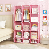 Modular Baby Wardrobe with 13 Cubes and Hanging Rod and Shelves Stackable