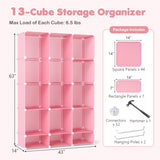 Modular Baby Wardrobe with 13 Cubes and Hanging Rod and Shelves Stackable