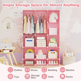 Modular Baby Wardrobe with 13 Cubes and Hanging Rod and Shelves Stackable