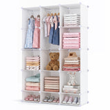 Modular Baby Wardrobe with 13 Cubes and Hanging Rod and Shelves Stackable