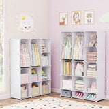 Modular Baby Wardrobe with 13 Cubes and Hanging Rod and Shelves Stackable