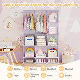 Modular Baby Wardrobe with 13 Cubes and Hanging Rod and Shelves Stackable