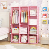 Modular Baby Wardrobe with 10 Cubes & Hanging Rod and Shelves Stackable