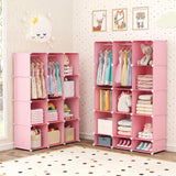 Modular Baby Wardrobe with 10 Cubes & Hanging Rod and Shelves Stackable