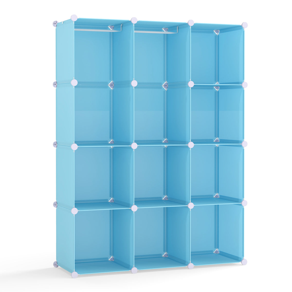 Modular Baby Wardrobe with 10 Cubes & Hanging Rod and Shelves Stackable