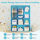 Modular Baby Wardrobe with 10 Cubes & Hanging Rod and Shelves Stackable