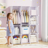 Modular Baby Wardrobe with 10 Cubes & Hanging Rod and Shelves Stackable