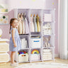 Modular Baby Wardrobe with 10 Cubes & Hanging Rod and Shelves Stackable