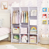 Modular Baby Wardrobe with 10 Cubes & Hanging Rod and Shelves Stackable