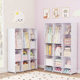Modular Baby Wardrobe with 10 Cubes & Hanging Rod and Shelves Stackable